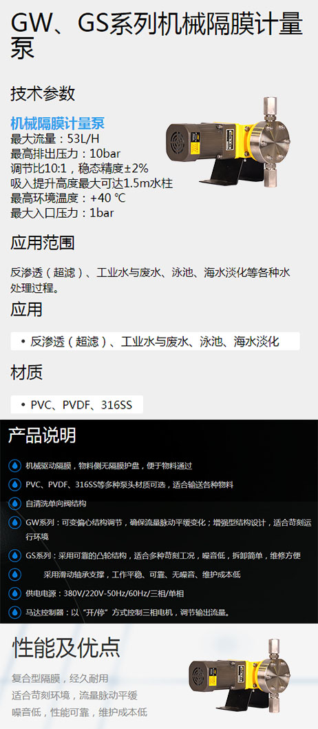 GW、GS系列机械隔膜计量泵