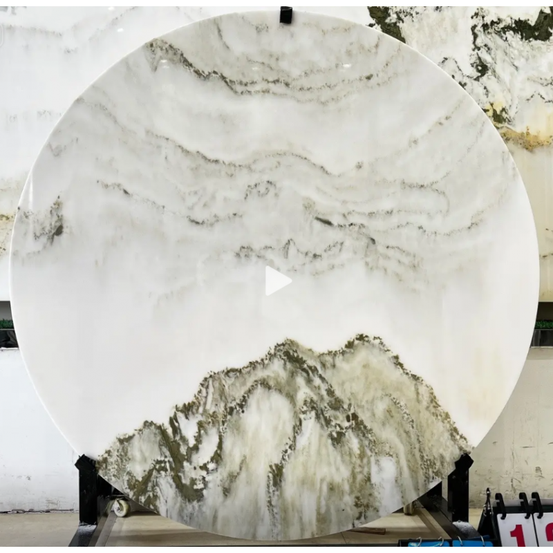 天然大理石山水画天然奢石餐桌