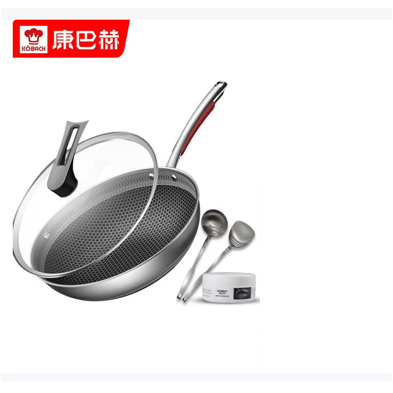 康巴赫炒锅悦厨蜂巢双面不粘锅316L